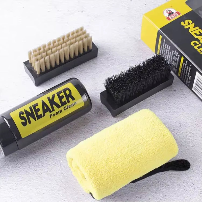 150ML Water-Free Foam Sneakers Cleaner Shoe Brush Shoe Suit Foam Dry Cleaning Shoes Cleaner Cloth Work on White Shoe Suede Boot